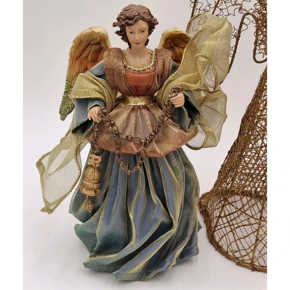Vintage Angel Tree Toppers  Mixed Lot Of 4 Porcelain, Wire, Paper, Resin, Fabric
